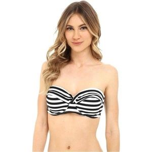 Black White Striped Bikini Top